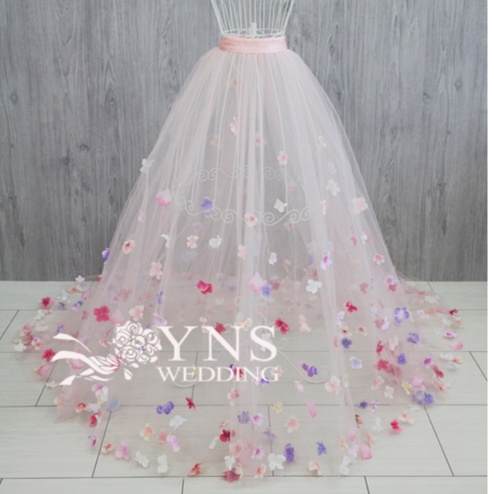 Wedding Dress pink floral overskirt made in Japan
